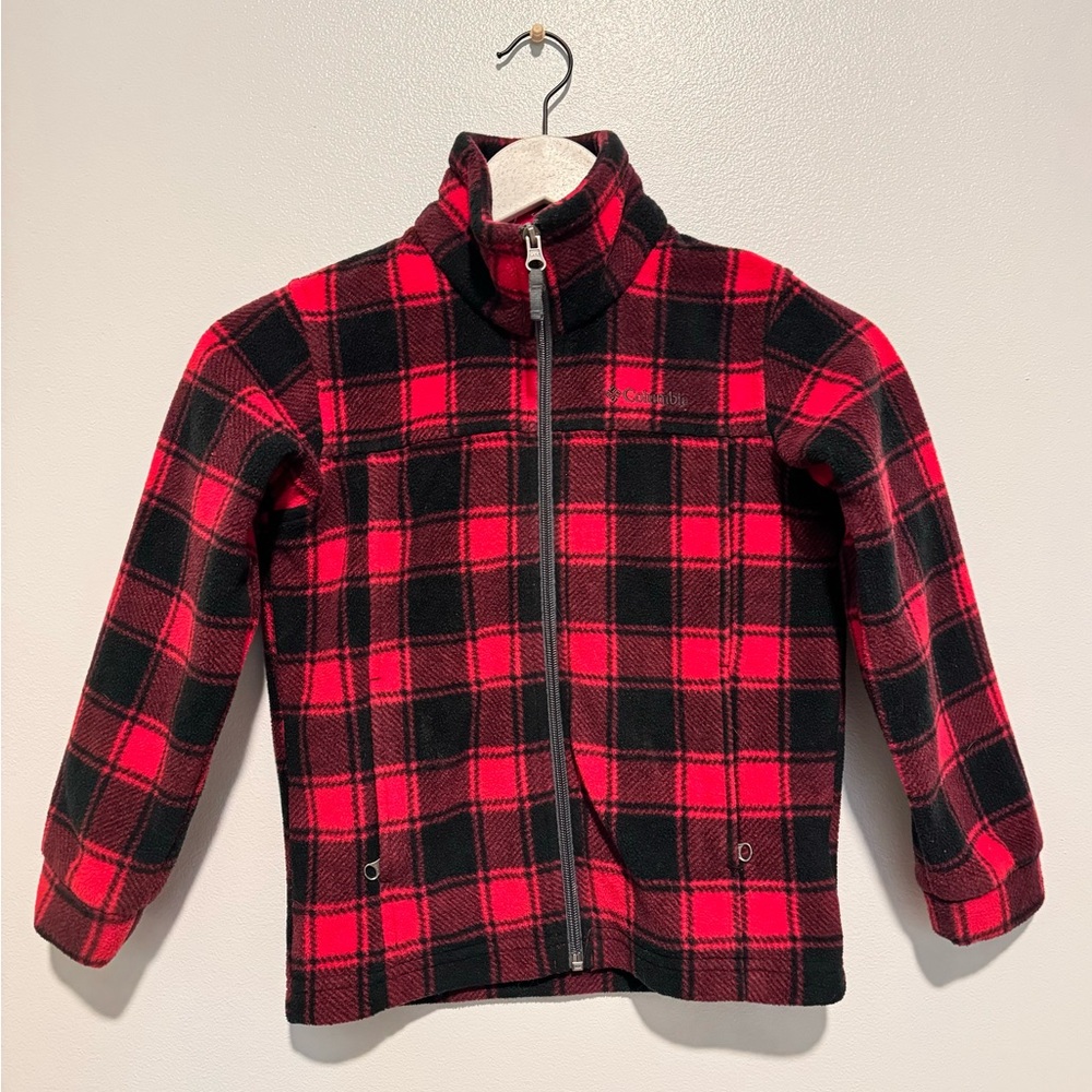 Boy’s Columbia Red and Black Plaid Fleece Jacket